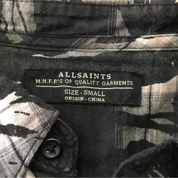 All Saints Bissau Asymmetric Plaid Long Sleeve Shirt - Picture 7 of 8